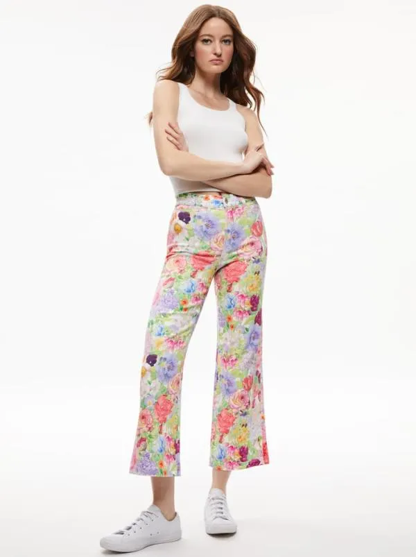 Pants Women Alice Olivia GORGEOUS COIN POCKET CROPPED JEAN Dawn Floral