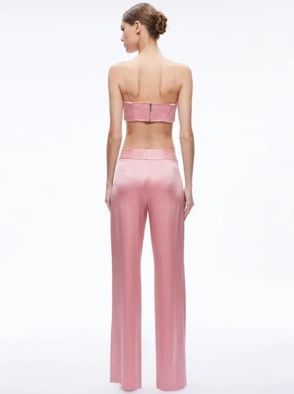 Pants Women Alice Olivia JC WIDE LEG SIDE SLIT PANT Rose