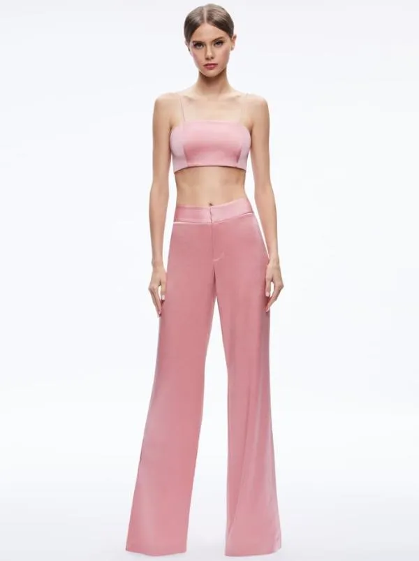 Pants Women Alice Olivia JC WIDE LEG SIDE SLIT PANT Rose