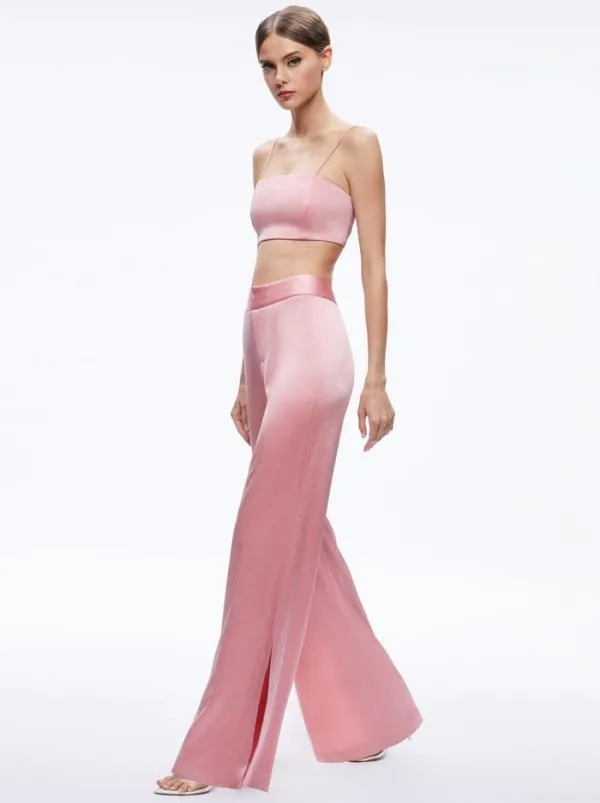 Pants Women Alice Olivia JC WIDE LEG SIDE SLIT PANT Rose