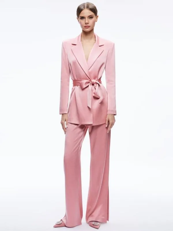Pants Women Alice Olivia JC WIDE LEG SIDE SLIT PANT Rose