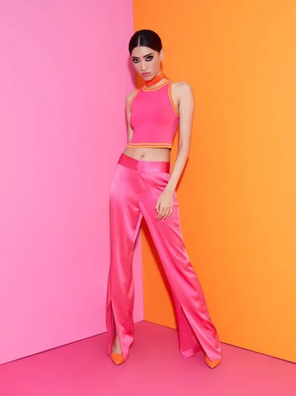 Pants Women Alice Olivia JODY HIGH WAISTED FRONT SLIT PANT Candy