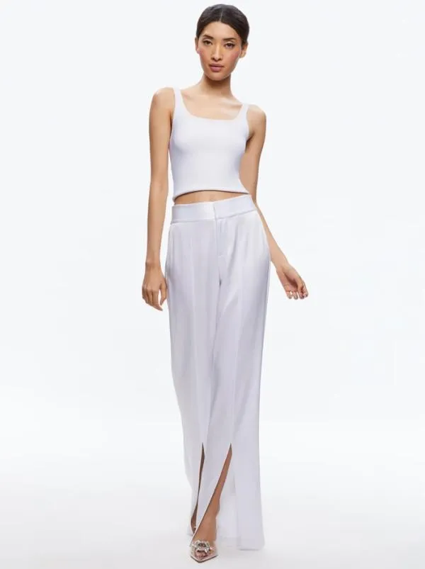 Pants Women Alice Olivia JODY HIGH WAISTED FRONT SLIT PANT White