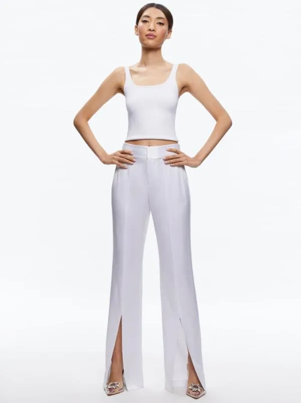 Pants Women Alice Olivia JODY HIGH WAISTED FRONT SLIT PANT White