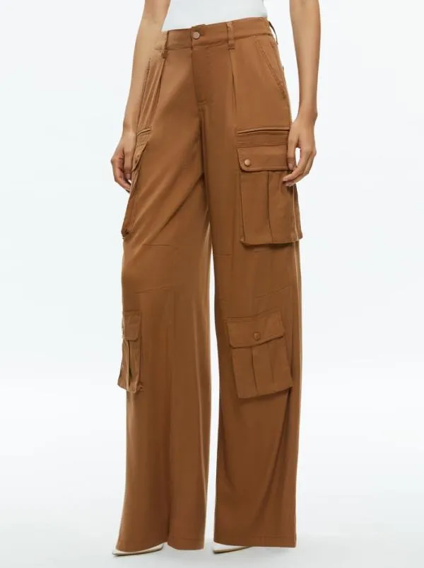 Pants Women Alice Olivia JOETTE CARGO PANT Camel