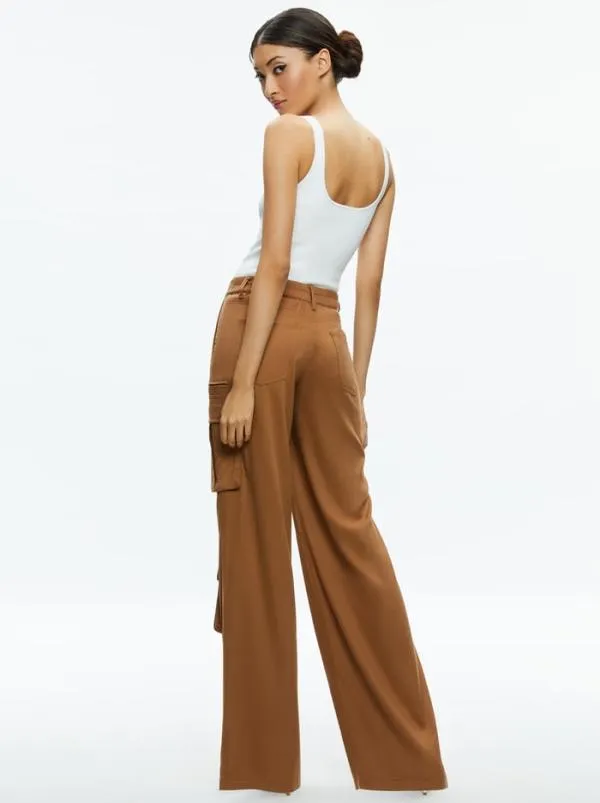 Pants Women Alice Olivia JOETTE CARGO PANT Camel
