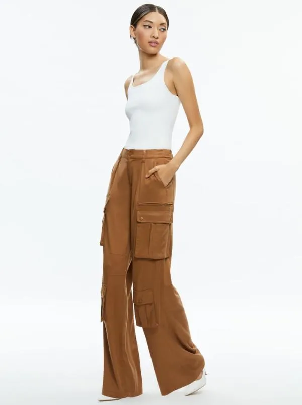 Pants Women Alice Olivia JOETTE CARGO PANT Camel
