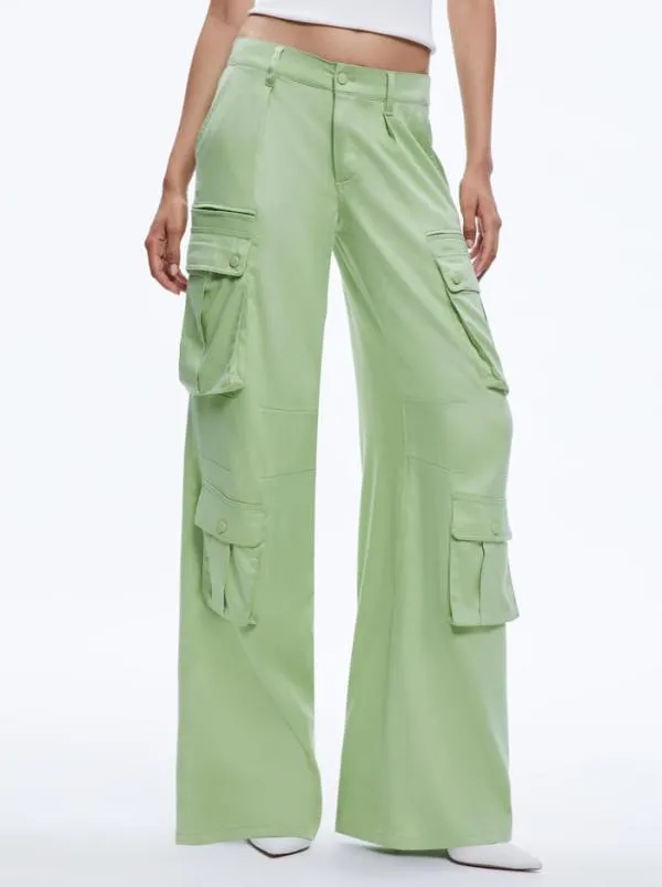 Pants Women Alice Olivia JOETTE CARGO PANT Green Tea