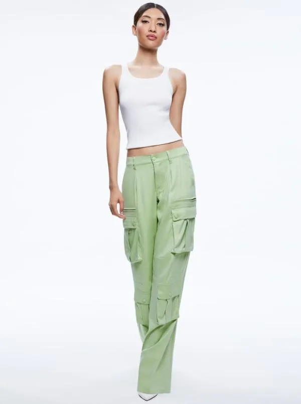 Pants Women Alice Olivia JOETTE CARGO PANT Green Tea