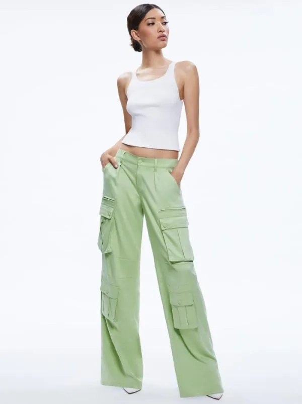 Pants Women Alice Olivia JOETTE CARGO PANT Green Tea