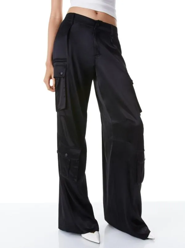Pants Women Alice Olivia JOETTE LOW RISE CARGO PANT Black
