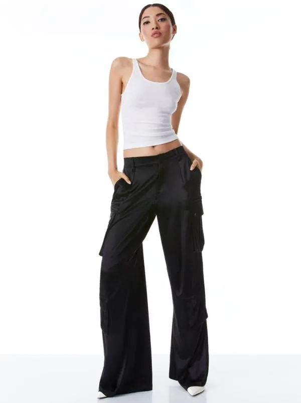 Pants Women Alice Olivia JOETTE LOW RISE CARGO PANT Black