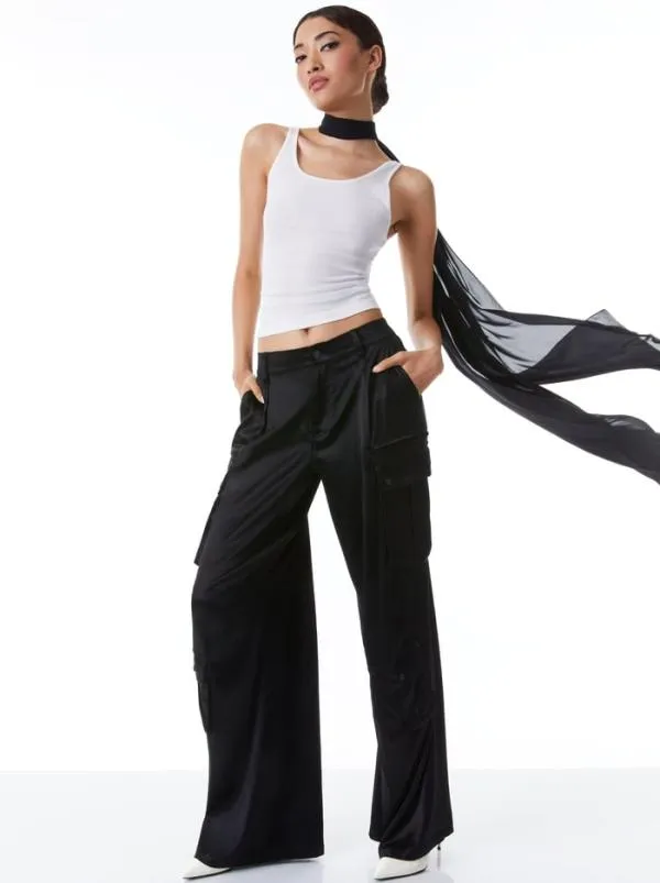 Pants Women Alice Olivia JOETTE LOW RISE CARGO PANT Black