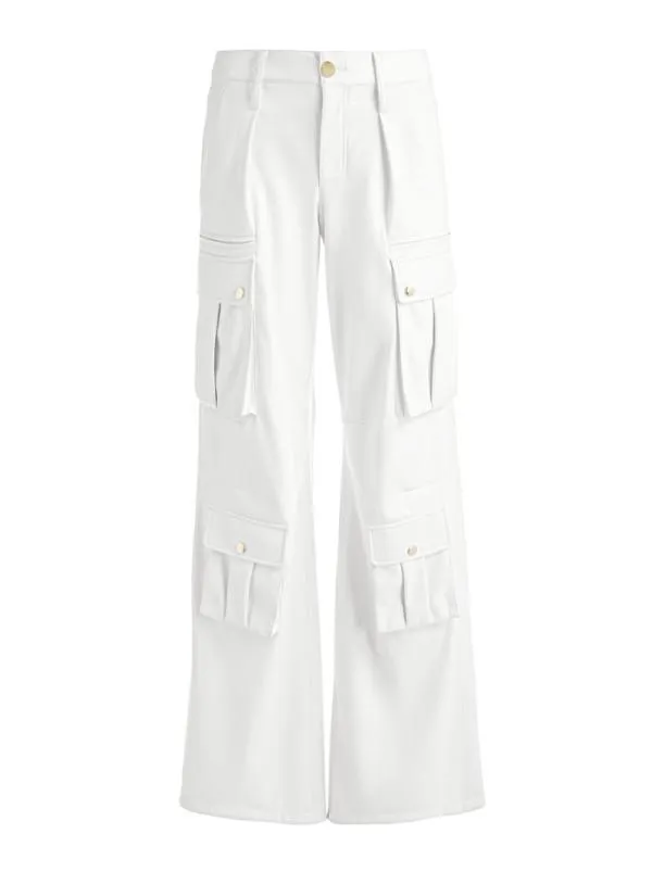 Pants Women Alice Olivia JOETTE VEGAN LEATHER CARGO PANT Off White
