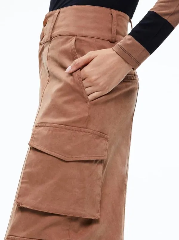 Pants Women Alice Olivia MAME HIGH RISE WIDE LEG CARGO PANT Camel