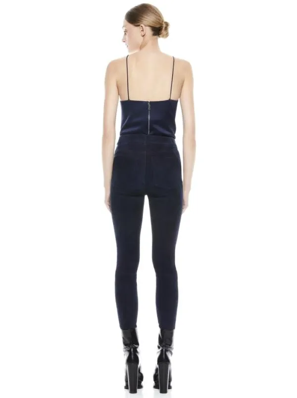 Pants Women Alice Olivia MIKAH SINGLE BUTTON SUEDE PANT Navy