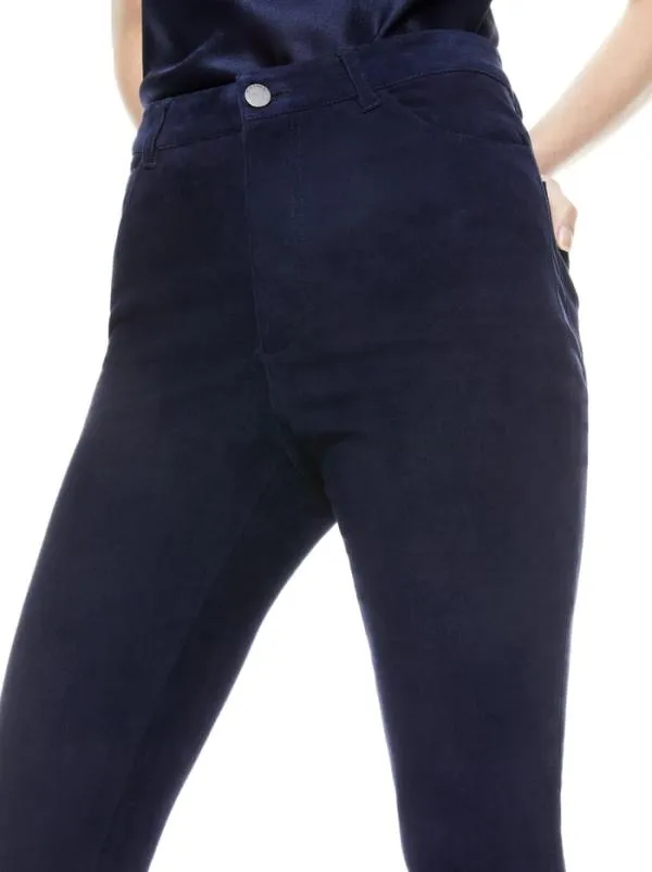 Pants Women Alice Olivia MIKAH SINGLE BUTTON SUEDE PANT Navy