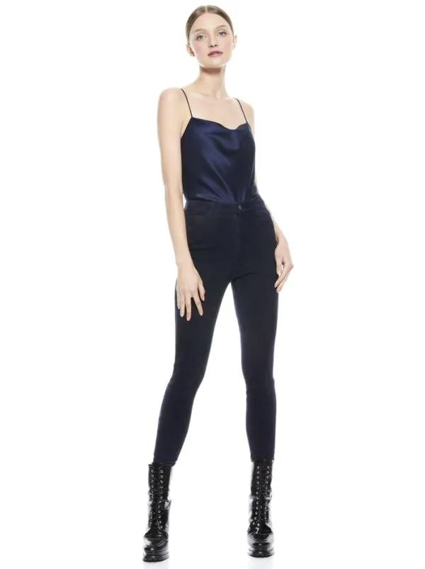 Pants Women Alice Olivia MIKAH SINGLE BUTTON SUEDE PANT Navy