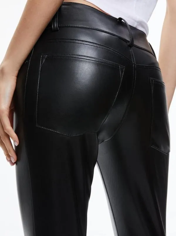 Pants Women Alice Olivia STACEY VEGAN LEATHER BELL BOTTOM Black