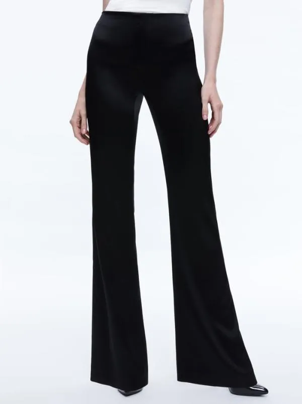 Pants Women Alice Olivia TEENY SATIN BOOTCUT PANT Black