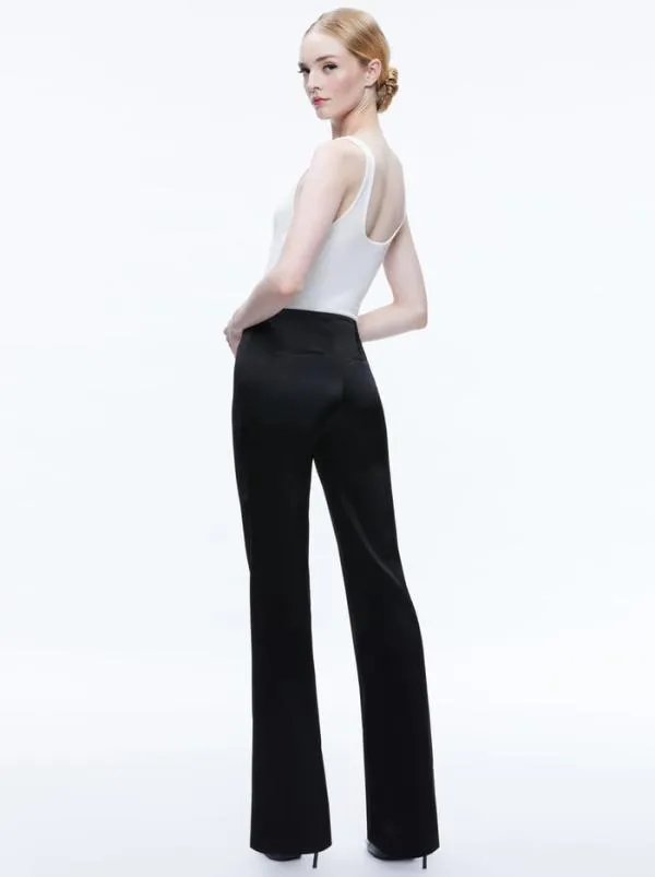 Pants Women Alice Olivia TEENY SATIN BOOTCUT PANT Black