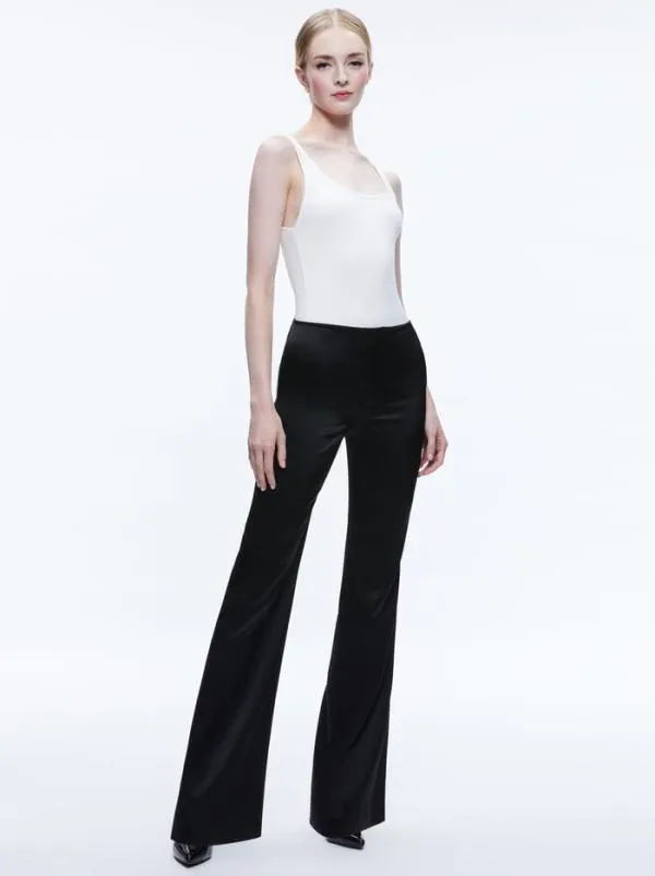 Pants Women Alice Olivia TEENY SATIN BOOTCUT PANT Black