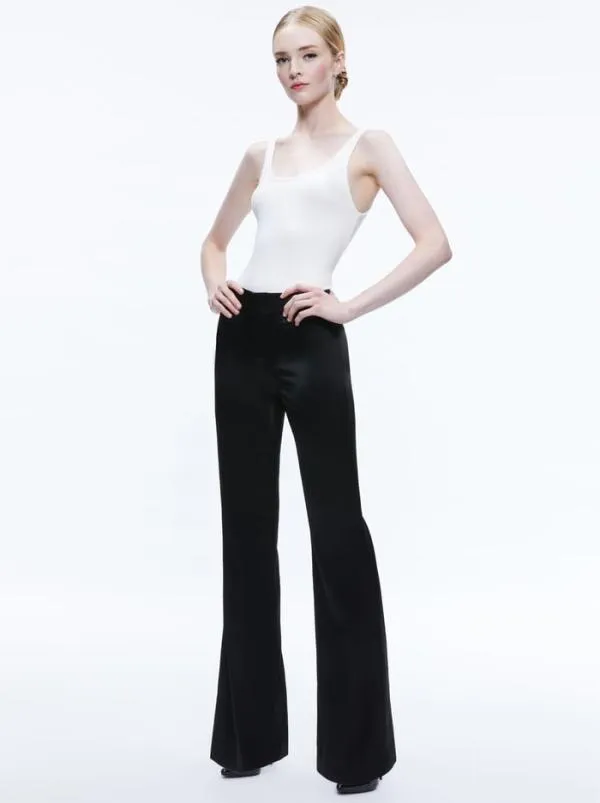 Pants Women Alice Olivia TEENY SATIN BOOTCUT PANT Black
