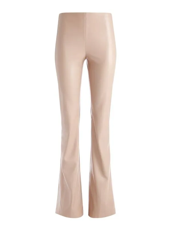 Pants Women Alice Olivia TEENY VEGAN LEATHER SIDE SLIT PANT Almond