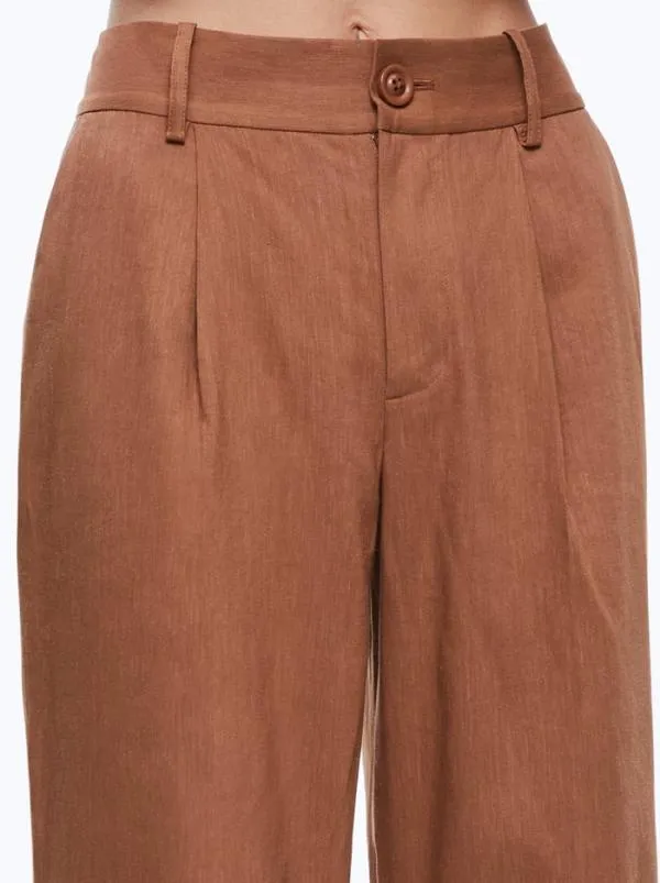 Pants Women Alice Olivia TOMASA CUFFED LINEN TROUSER Camel