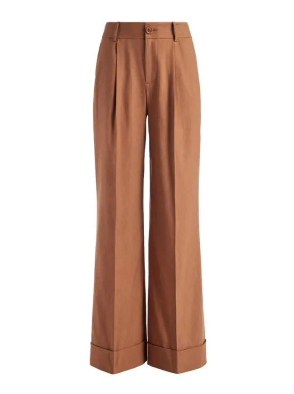 Pants Women Alice Olivia TOMASA CUFFED LINEN TROUSER Camel