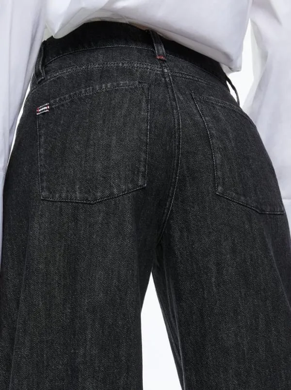 Pants Women Alice Olivia TRISH MID RISE BAGGY JEAN Maya Smooth Black