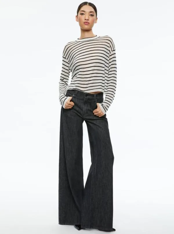 Pants Women Alice Olivia TRISH MID RISE BAGGY JEAN Maya Smooth Black