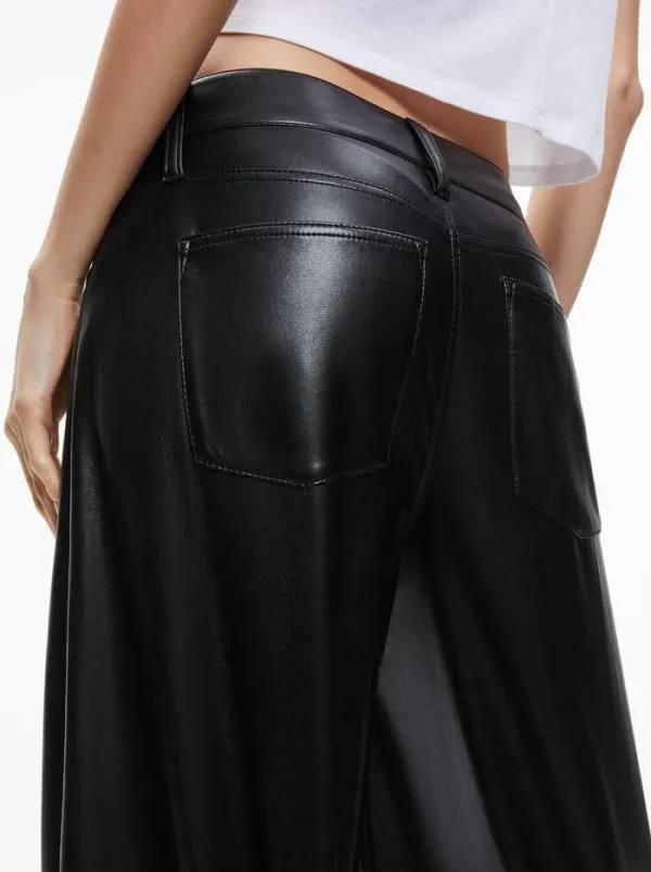 Pants Women Alice Olivia TRISH VEGAN LEATHER WIDE LEG PANT Black