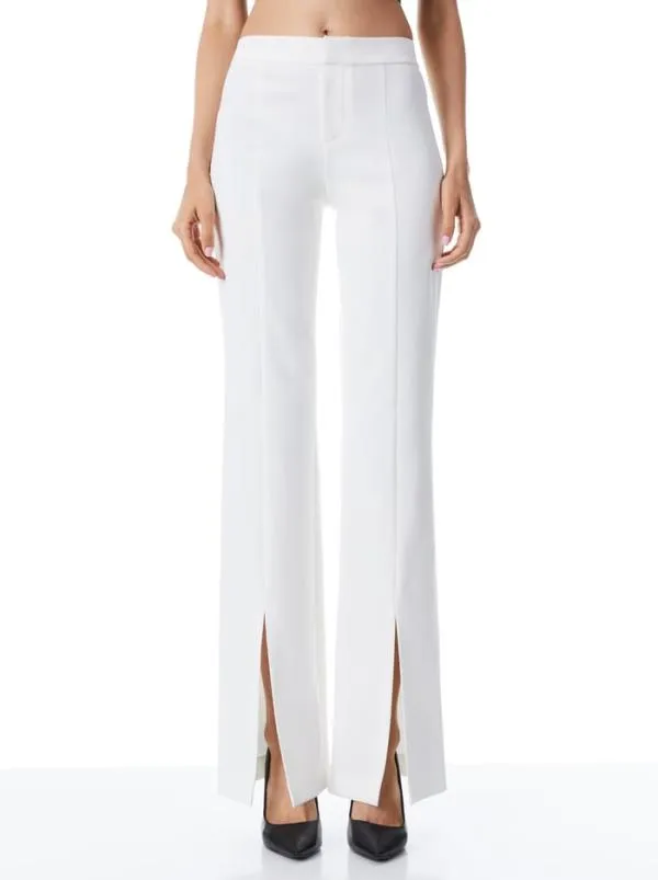 Pants Women Alice Olivia WALKER SLIM FRONT SLIT PANTS Off White