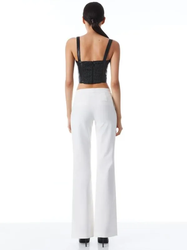 Pants Women Alice Olivia WALKER SLIM FRONT SLIT PANTS Off White
