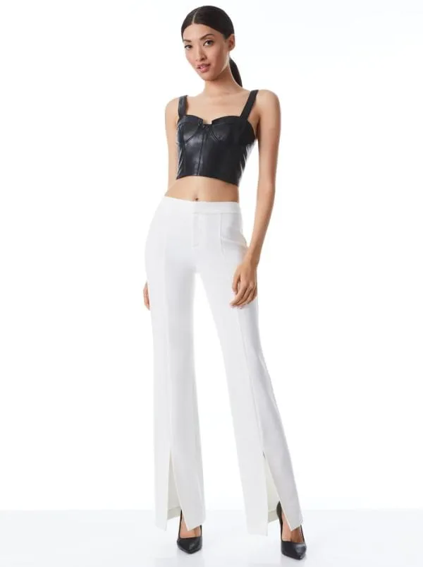 Pants Women Alice Olivia WALKER SLIM FRONT SLIT PANTS Off White