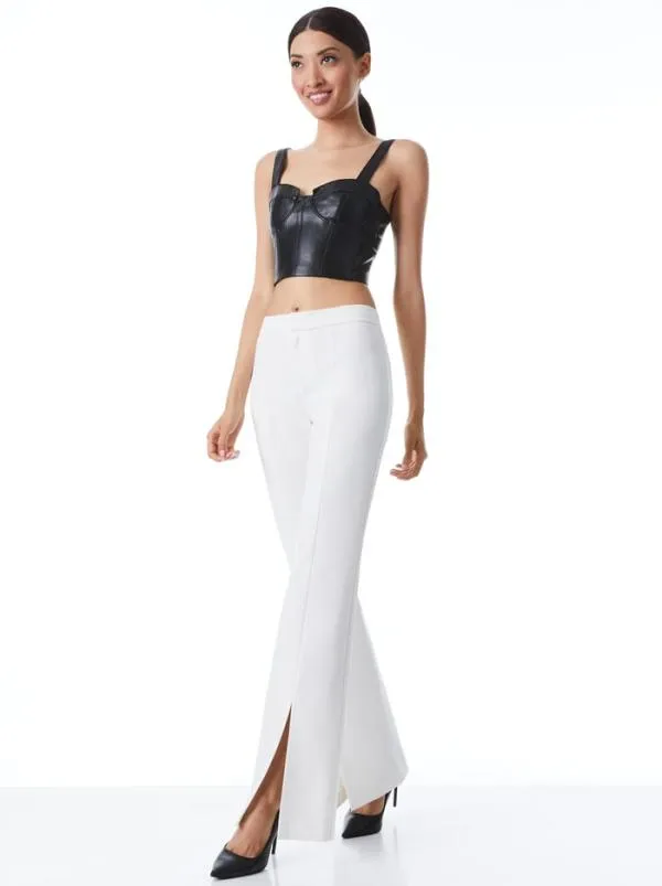 Pants Women Alice Olivia WALKER SLIM FRONT SLIT PANTS Off White