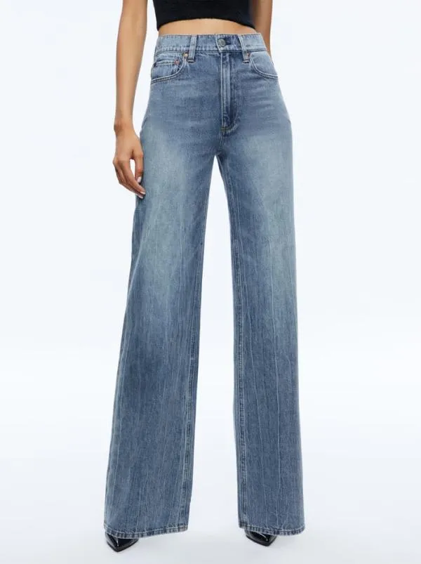 Pants Women Alice Olivia WEEZY FULL LENGTH JEAN Sadie Lt Vintage Blue