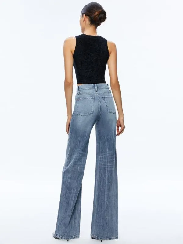 Pants Women Alice Olivia WEEZY FULL LENGTH JEAN Sadie Lt Vintage Blue