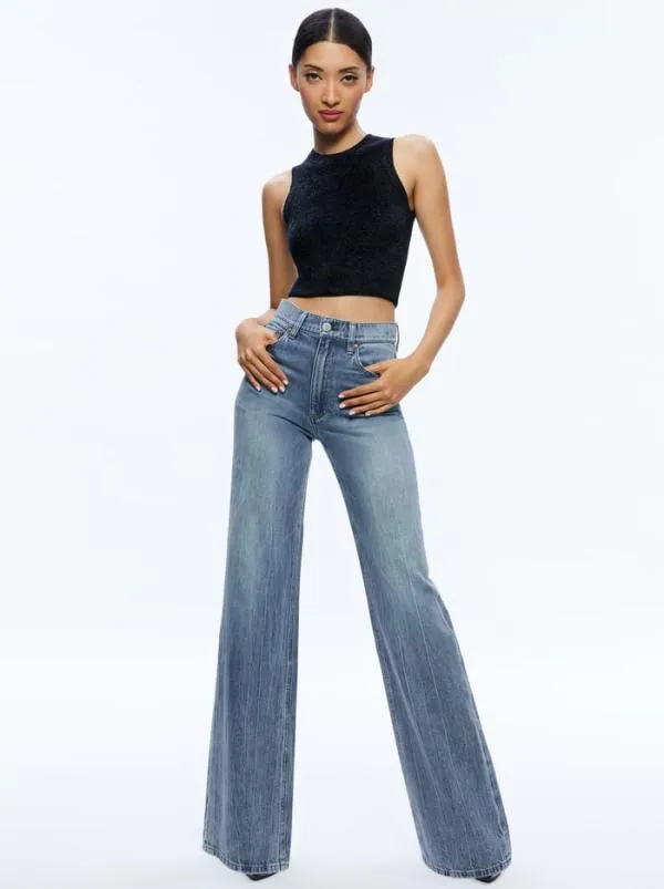 Pants Women Alice Olivia WEEZY FULL LENGTH JEAN Sadie Lt Vintage Blue