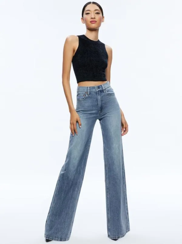 Pants Women Alice Olivia WEEZY FULL LENGTH JEAN Sadie Lt Vintage Blue