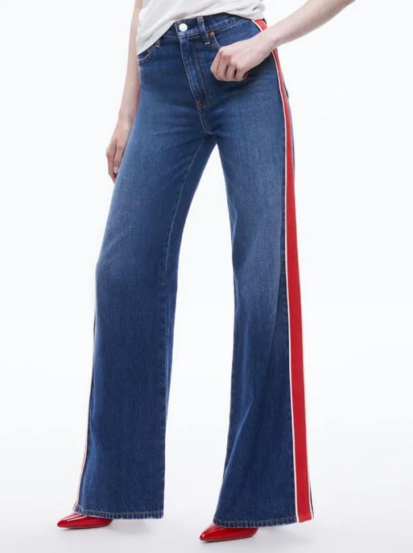 Pants Women Alice Olivia WEEZY SIDE STRIPE JEAN Lola Blue