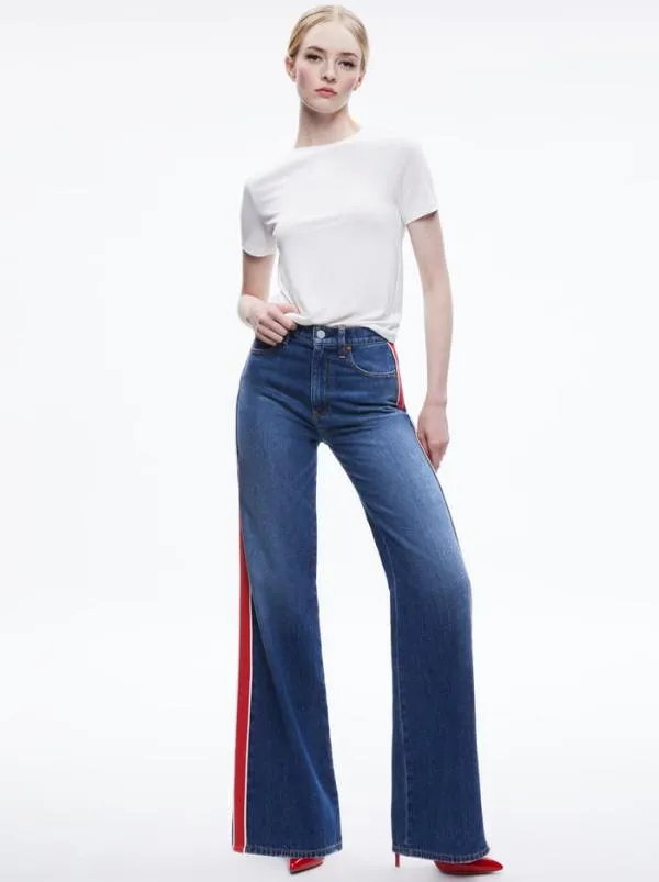 Pants Women Alice Olivia WEEZY SIDE STRIPE JEAN Lola Blue