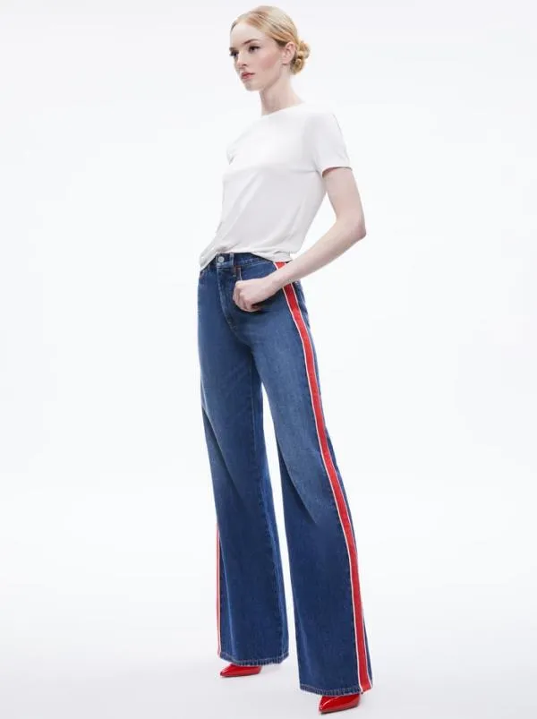 Pants Women Alice Olivia WEEZY SIDE STRIPE JEAN Lola Blue