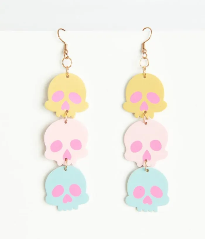Pastel Candy Coated Skull Earrings Accessories Unique Vintage Earrings