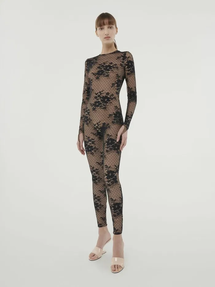Pattie Jumpsuit Vanilla Latteblack Women Wolford Trousers and Jumpsuits