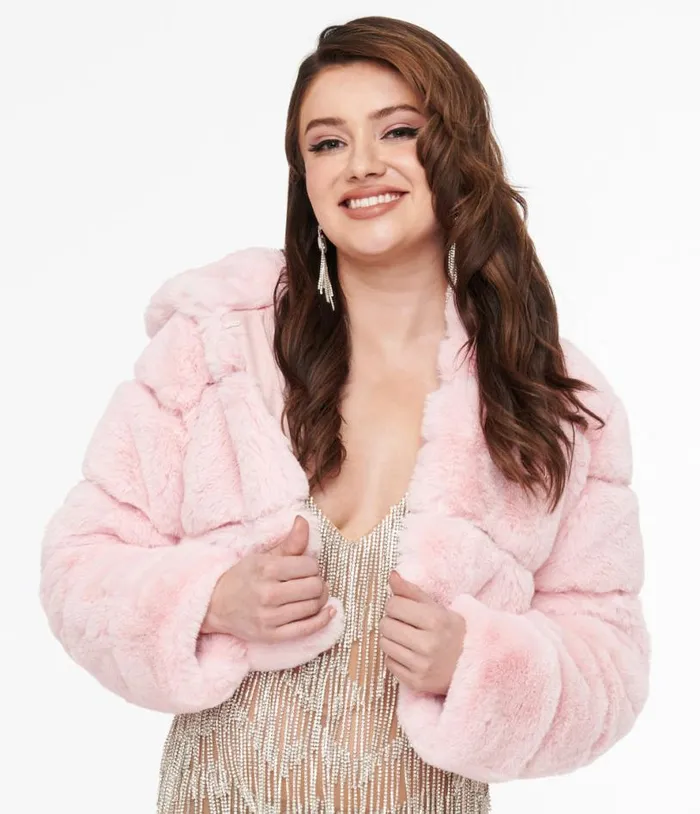 Pink Faux Fur Puffer Crop Jacket Clothing Unique Vintage Coats and Jackets