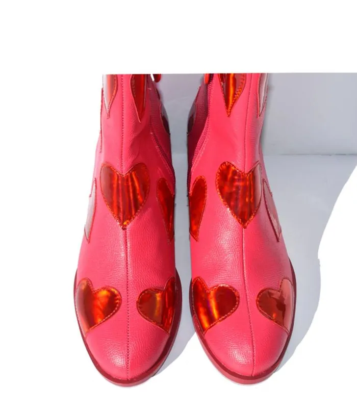 Pink Heart To Heart Ankle Boot Shoes Unique Vintage Boots