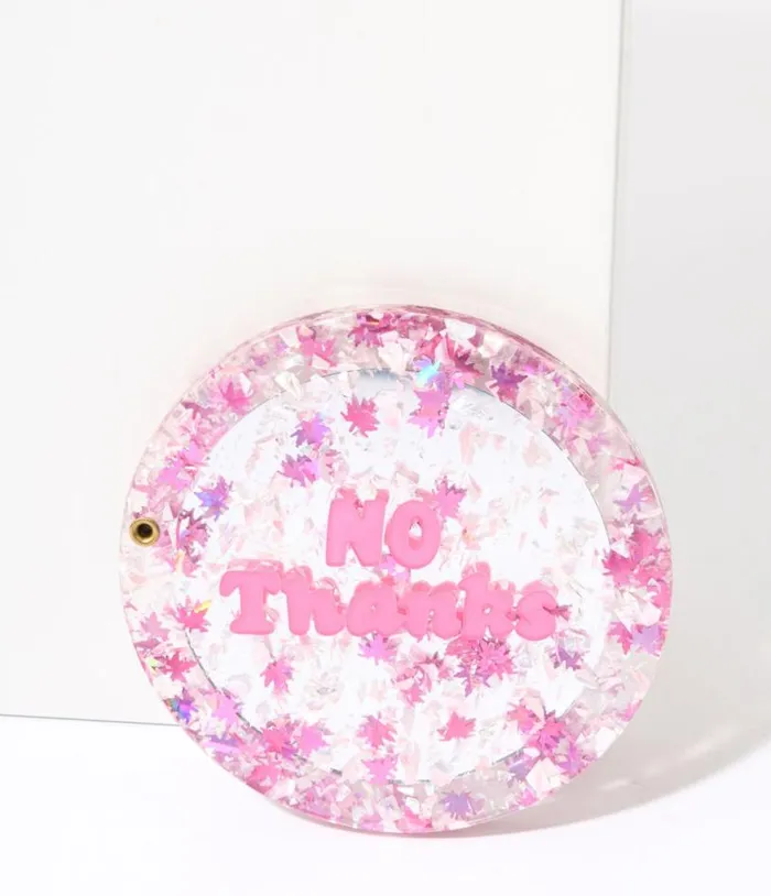 Pink No Thanks Glitter Compact Pocket Mirror Accessories Unique Vintage Beauty Pink No Thanks Glitter Compact Pocket Mirror Accessories Unique Vintage Beauty