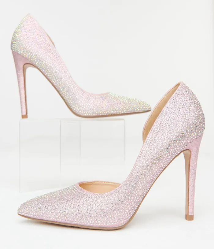 Pink Rhinestone Stiletto Pumps Shoes Unique Vintage Heels